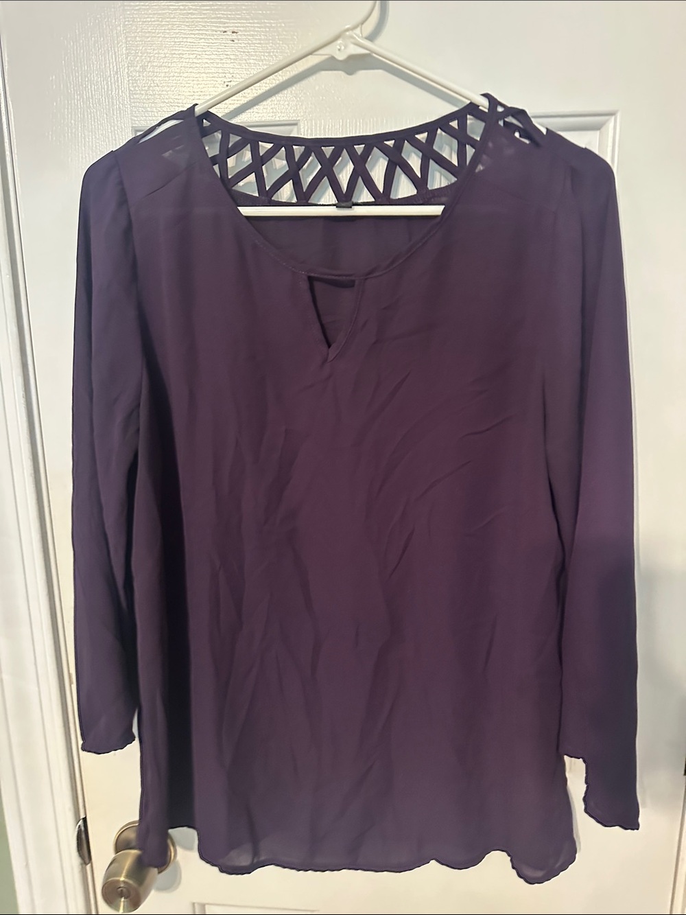 Papermoon Purple Lattice-Back Long Sleeve Tunic